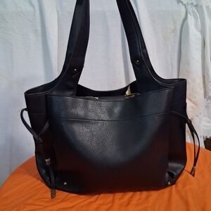 Chic Black Leather Tote Bag